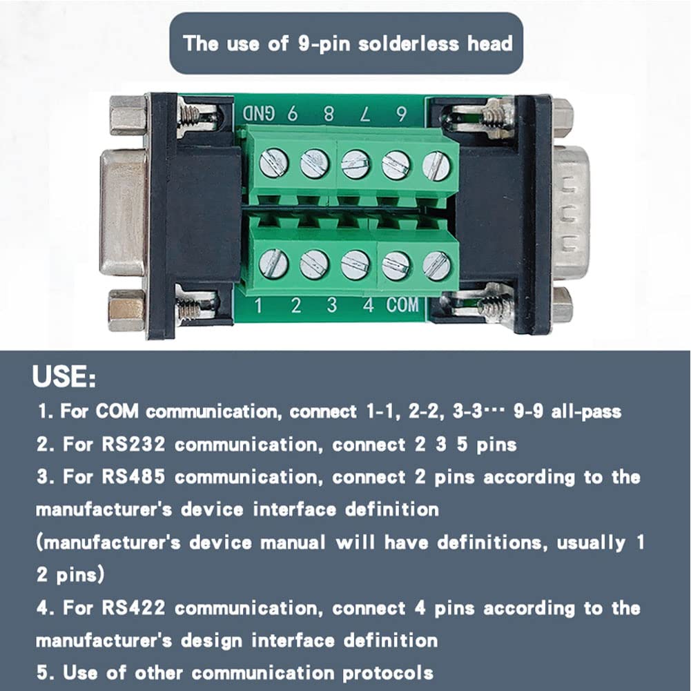 Jienk 10Pcs DB9 Male to Female Terminal Breakout Board, RS232 D-SUB Serial to 9pin Port Gender Changer Connector for Test and Check Pinouts