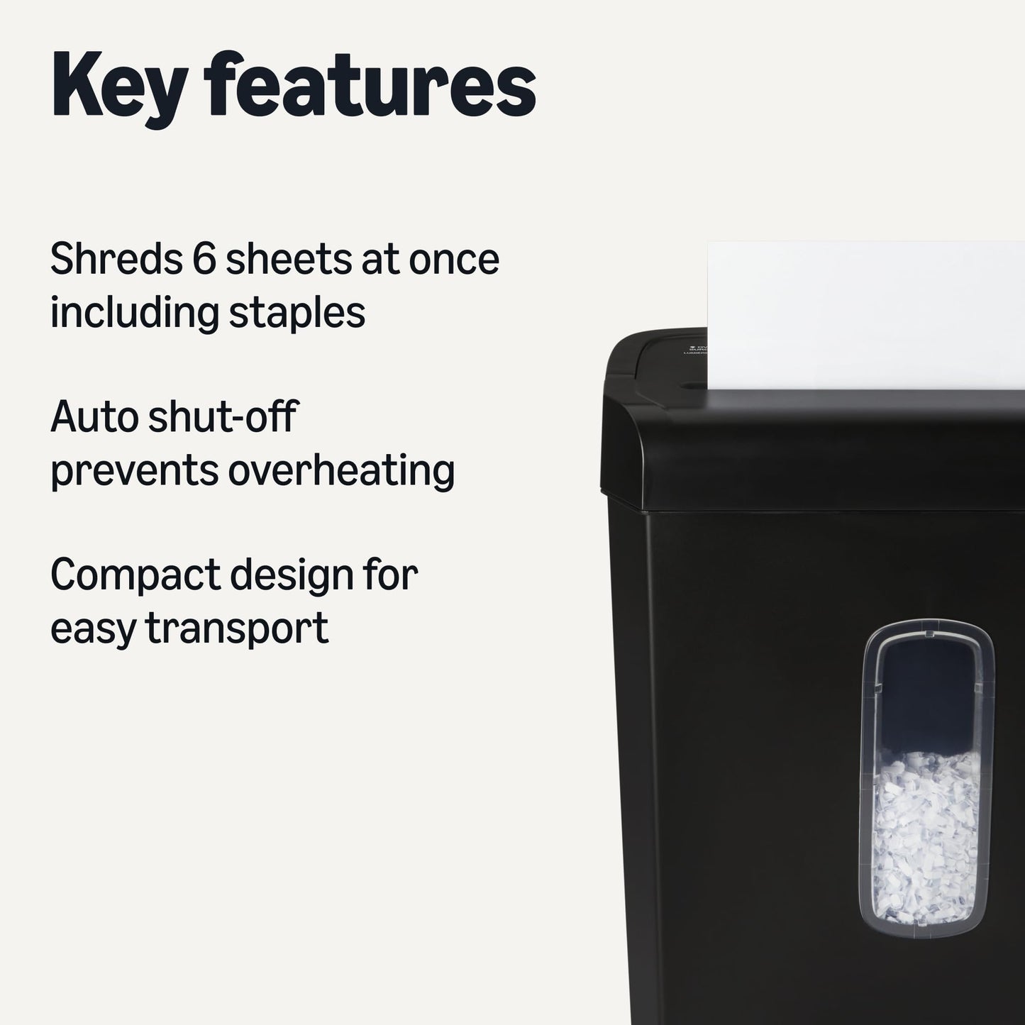 Amazon Basics 6-Sheet Cross-Cut Paper Shredder and Credit Card Shredder, 3.7 Gallon, Black