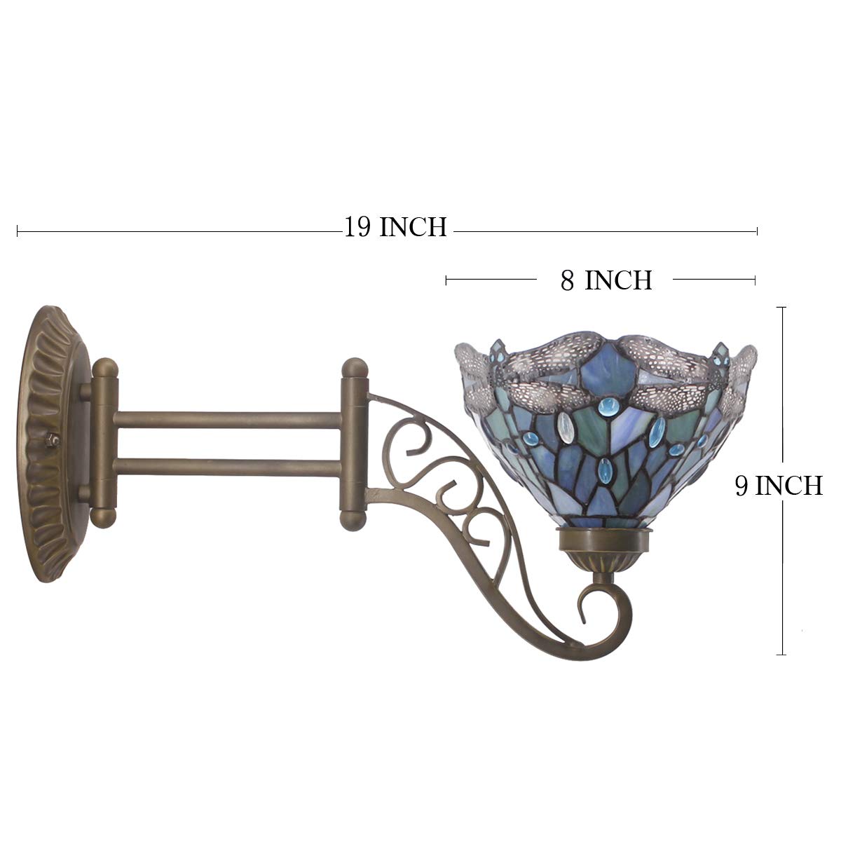 WERFACTORY Tiffany Wall Sconce Lamp Plug in Swing Arm Up Down Light