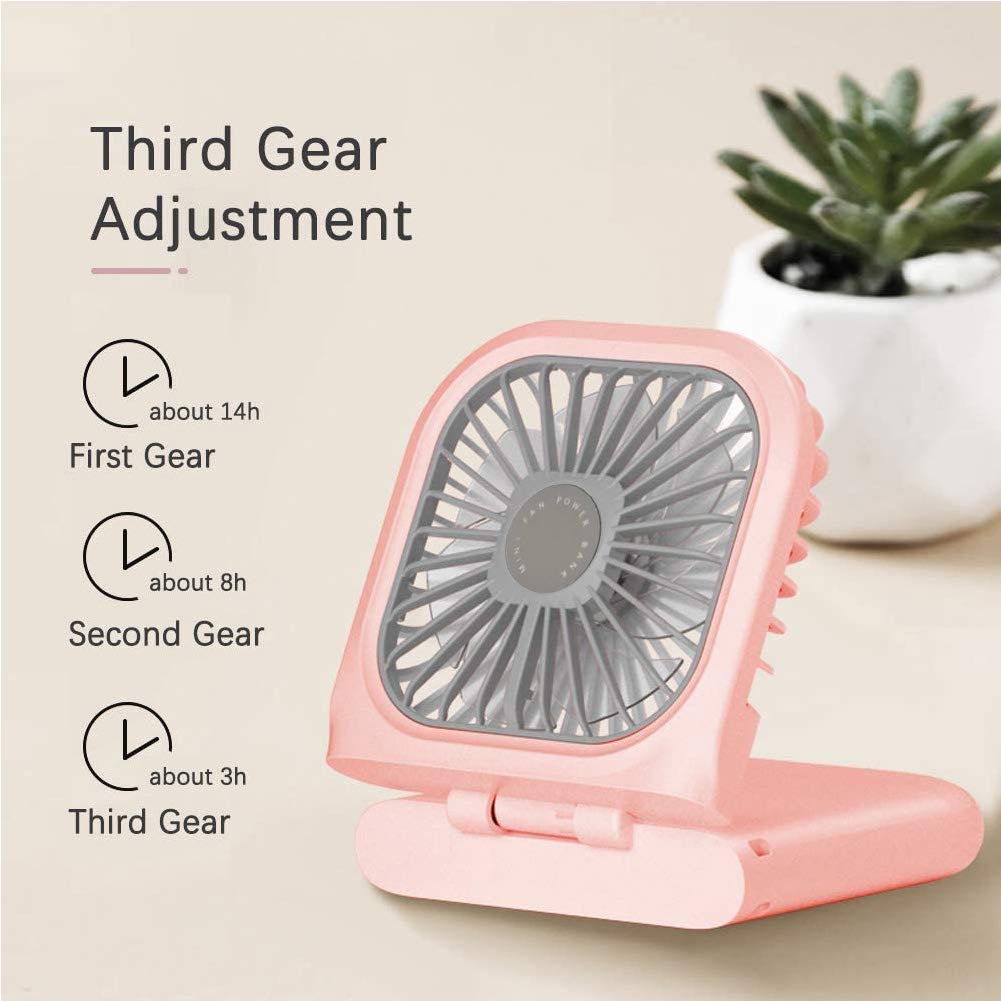 Allxin Portable Neck Fan Mini Quiet Handheld Personal 0-180° Foldable USB Rechargeable Fan Operated for Home Office Outdoor Travel, 3000mAh Power Bank