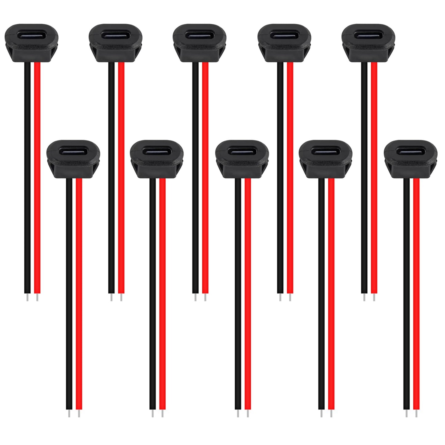 10PCS Type-C Female 2Pin USB Connector Type-C Waterproof with Female Socket Fast Charging Jack Charging Port USB-C Charger Plug Socket