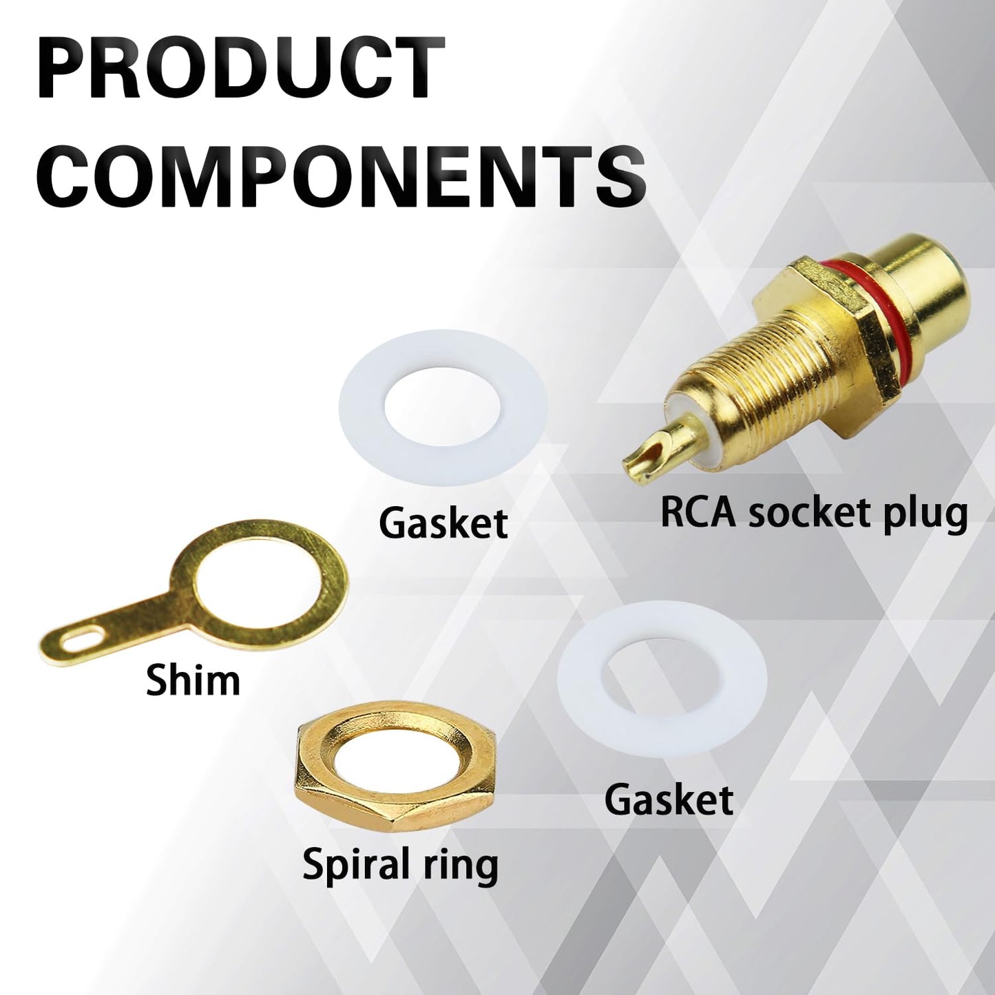Bntyok 12 Pack Solderable RCA Panel Mount Female Jack, Gold Plated Chassis Socket Connector for Amplifier Terminal