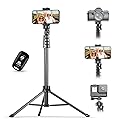 UBeesize 72" Phone Tripod & Selfie Stick, Camera Tripod Stand with Wireless Remote and Phone Holder,Compatible with iPhone Android, Perfect