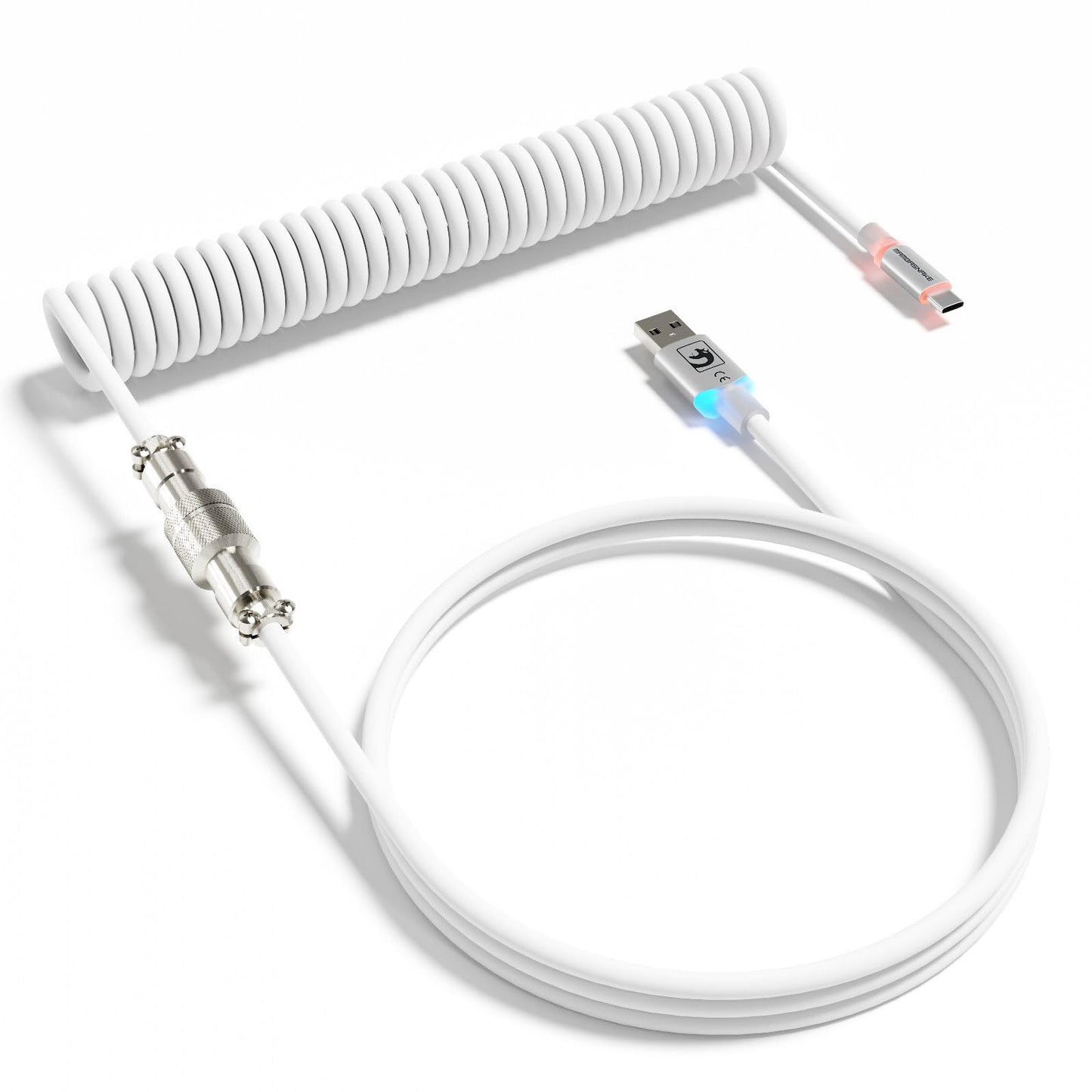 MAMBASNAKE C01 Ultra RGB Coiled Keyboard Cable,Pro Custom USB-C Aviator Cable for Gaming Keyboards,Stable Dual-Sleeved Design,2m Type-C to USB-A