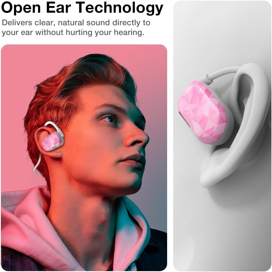 Purity Air Open Ear Headphones - True Air Conduction Wireless Bluetooth Open Ear Earbuds with Dual Mic for iPhone/Android - Secured Long Wearing