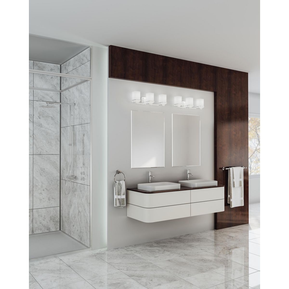 Progress Lighting 3 Light Bathroom Vanity Light, Coastal Style Modern Bath Lighting Fixture with Etched White Glass Shade for Over the Mirror