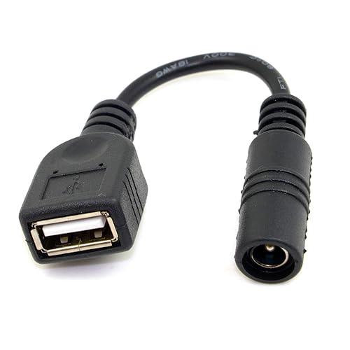 cablecc 5V USB Female to DC Power Jack 5.5 2.1mm Charge Adpter Cable for Cell Phone & Tablet