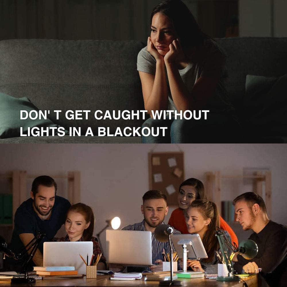 Neporal 4 Pack Emergency-Rechargeable-Light-Bulb, Stay Lights Up When Power Failure, 1500mAh 15W 80W Equivalent LED Light Bulbs for Home, Camping