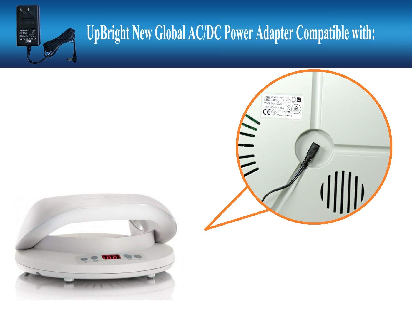 UpBright 36V AC/DC Adapter Compatible with Model YS35-3601000U CND LED Light Lamp Dryer 9200 09200 90200 C09200 JP3600 GM-769323 36V1A CND C LED 3C…