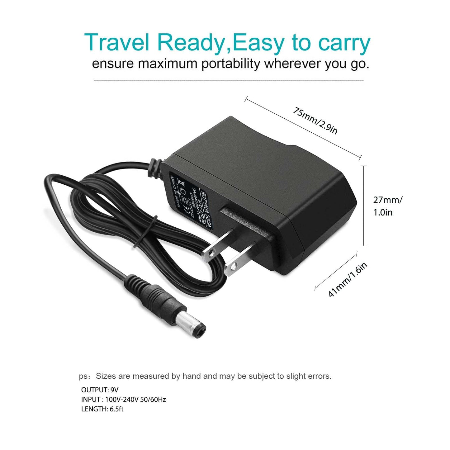 9V 2A AC Adapter with 6ft Cord and Advanced Safety Protections - Compatible with Routers, LED Strip Lights, Speakers & More | 100V-240V Input…