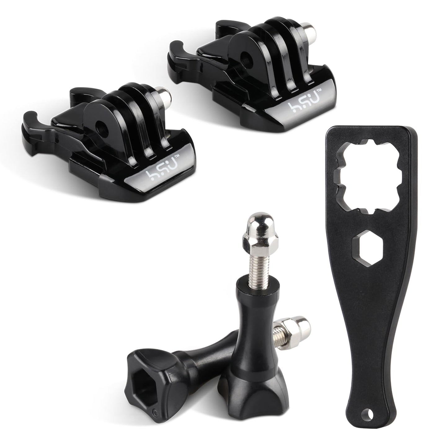 HSU Quick Release Buckle Clip Basic Base Mount, Long Thumb Screw Accessory Kit for GoPro Hero 13 12 11 10 9 8 7 6 5 4 3+ 3 AKASO Campark and Other