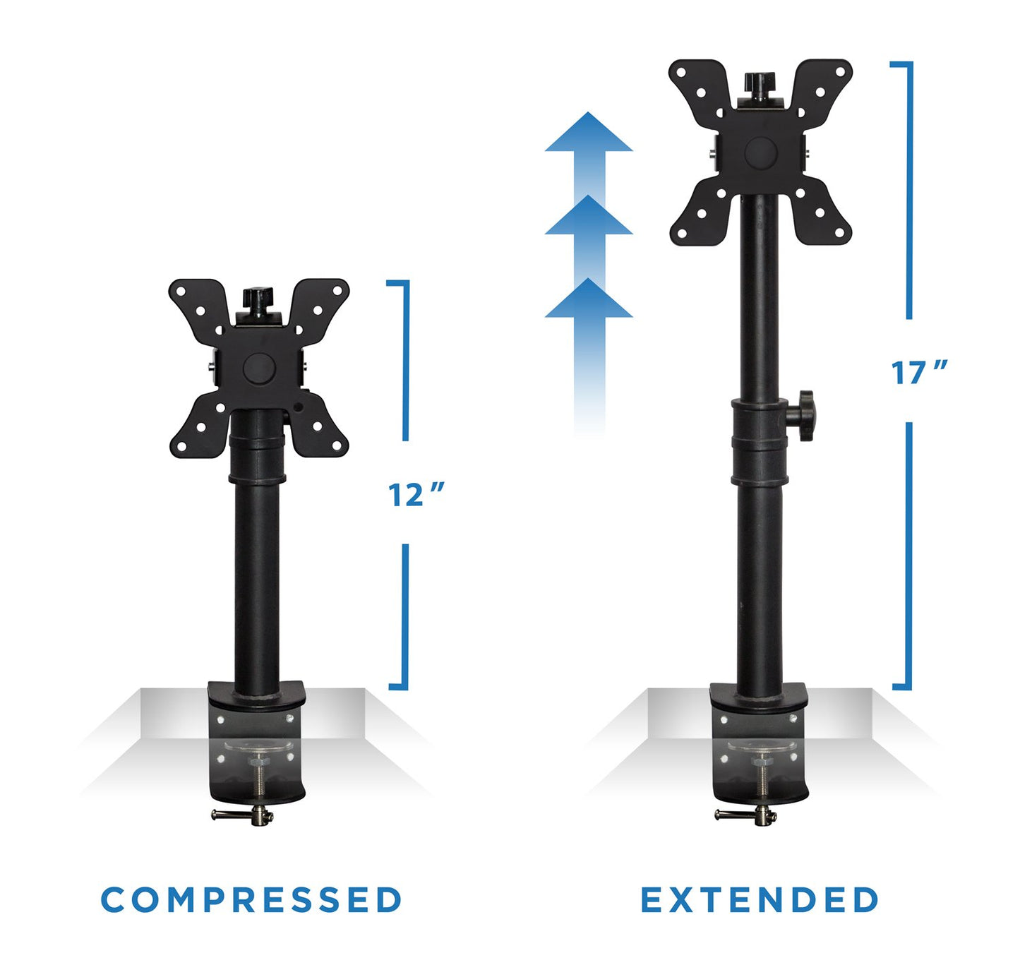 Mount-It! Single Monitor Desk Mount - Vertical Monitor Stand with Height Adjustable Telescoping Pole - Fits 19-34 Inch VESA Monitors - Tilt & Swivel