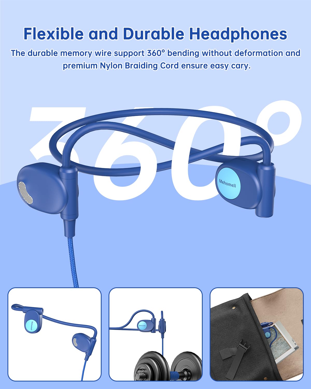 Mehomeli Kid Headphones for School, Air Conduction Open Ear Headphones, 3.5mm Jack Wired Cord, Ultra-Comfort, Ergonomic and Lightweight Design…
