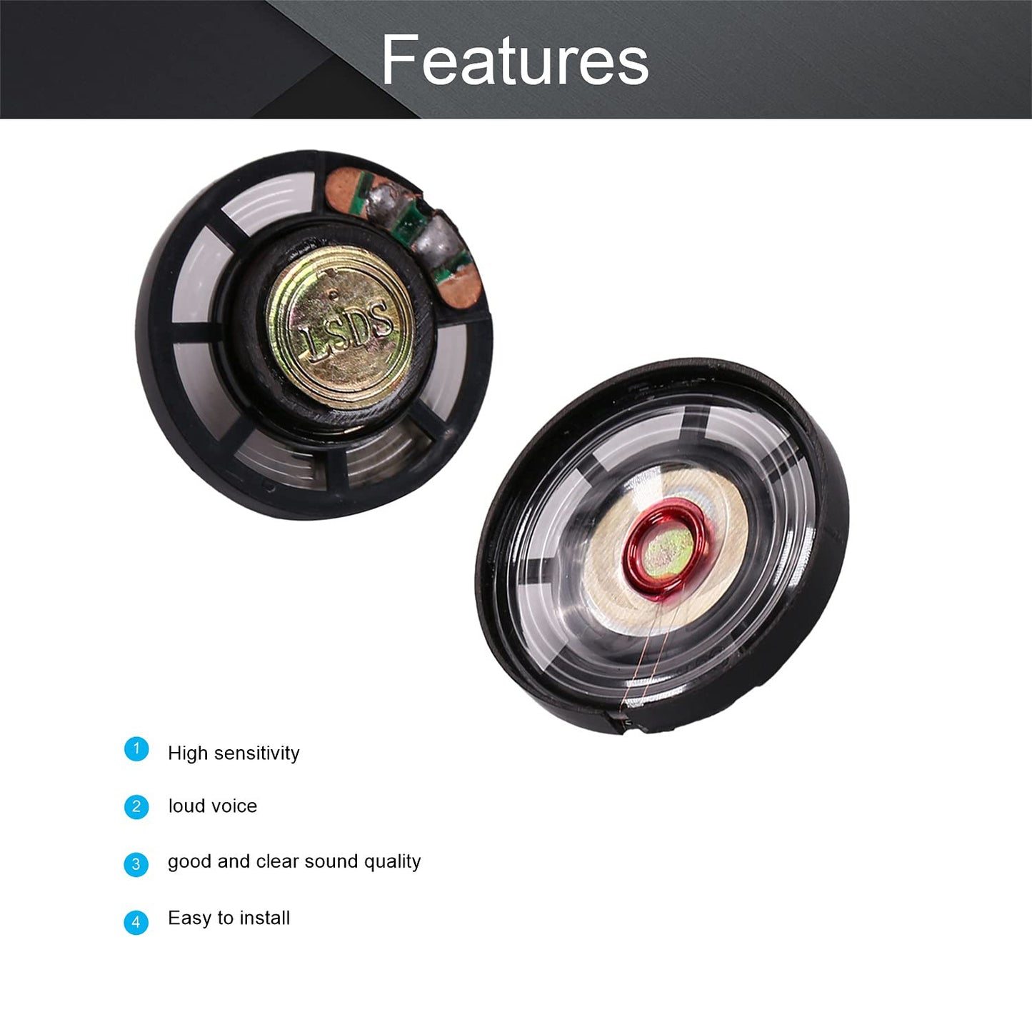 Fielect 5Pcs DIY Magnetic Speaker 0.25W 8 Ohm 29mm Diameter Round Shape Replacement Loudspeaker