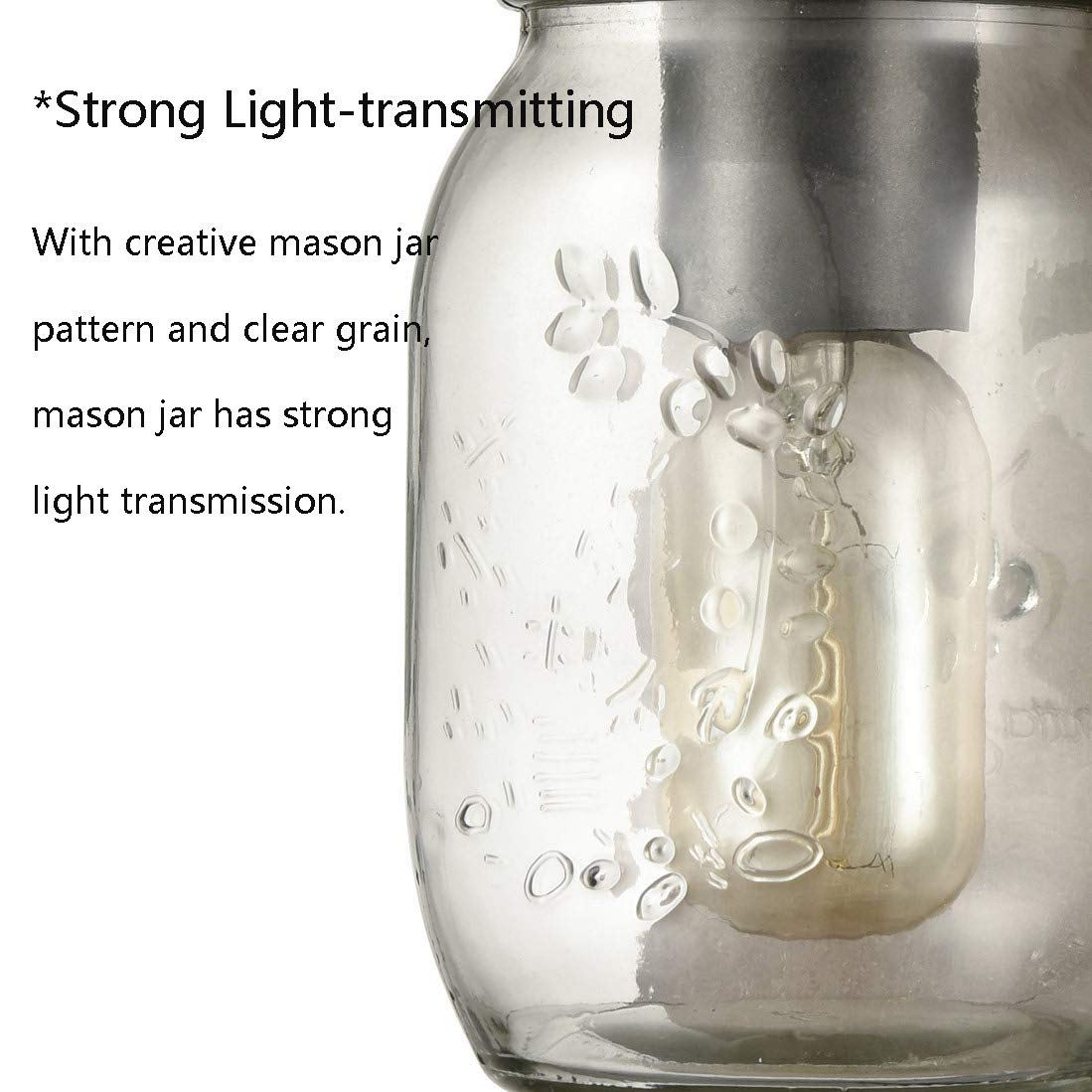 EUL Farmhouse Mason Jar Wall Sconces Hanging Wall Light, Plug-in Set of 2 2-Pack