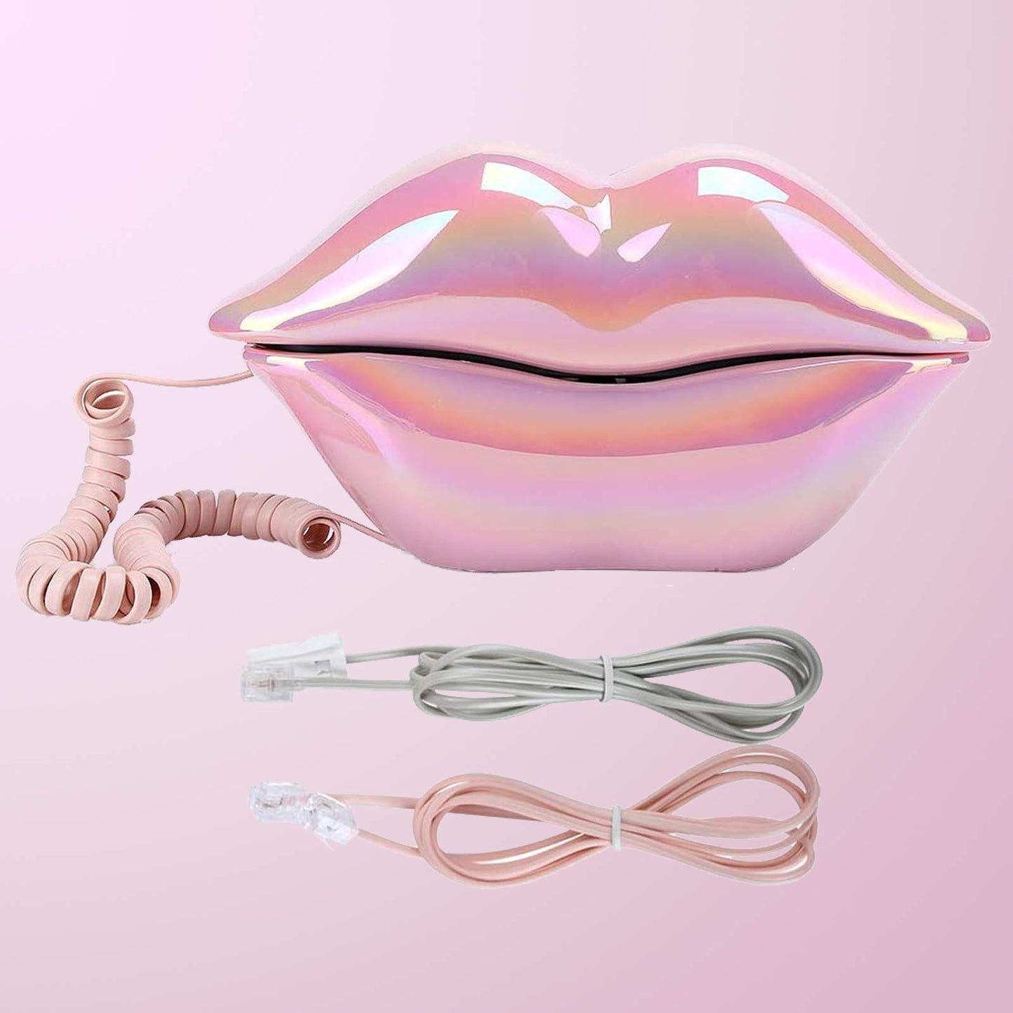 Advanced Home Telephone, Interesting Mouth Lip-Shaped , Funny Pink Lip Plastic Telephone Cable, Wire Phone Home Decoration, A for Friends or Families