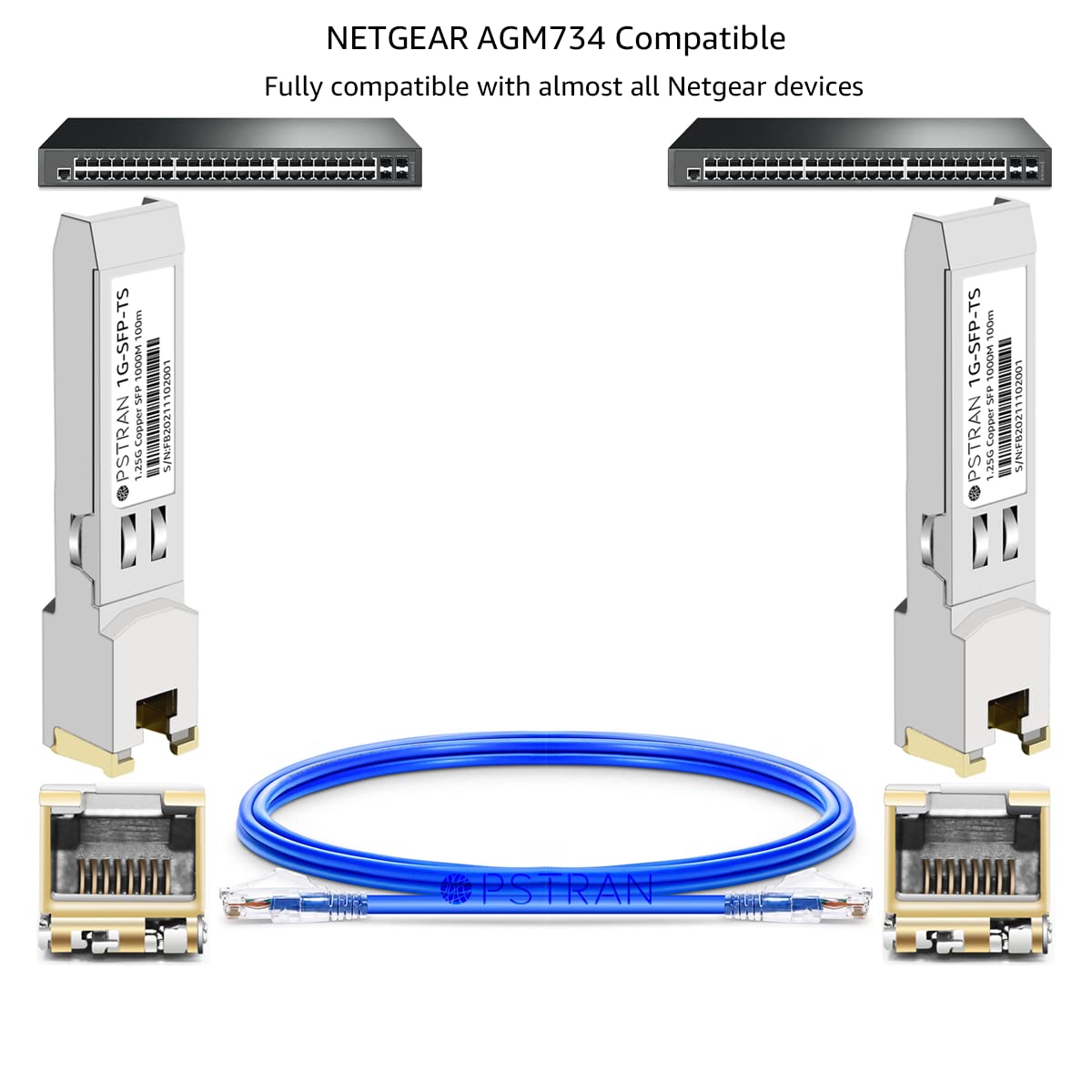 OPSTRAN 1000BASE-T SFP RJ45 Copper Transceiver Module Compatible with Netgear AGM734 100m Cat5e/6