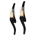 Harmony Wall Sconce Pair | Chic Black | Included Glass Hurricane Candleholders | Handcrafted in The USA | Contemporary Curving Steel Candle Holder