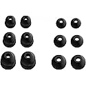 12pcs (DF-3sz) Black S/M/L Double Flange and Round Replacement Eartips Earbuds Ear Adapters for in Ear Earphones with 4.9mm to 6.3mm Nozzle Attachment