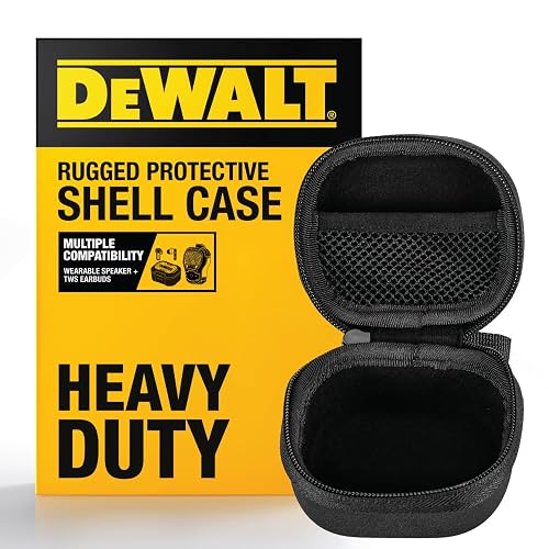 DEWALT Heavy Duty Protective Headphone Case for TWS Earbuds & Wearable Speaker, Compact Lightweight w/EVA Headphone Case Hard Shell, Shockproof