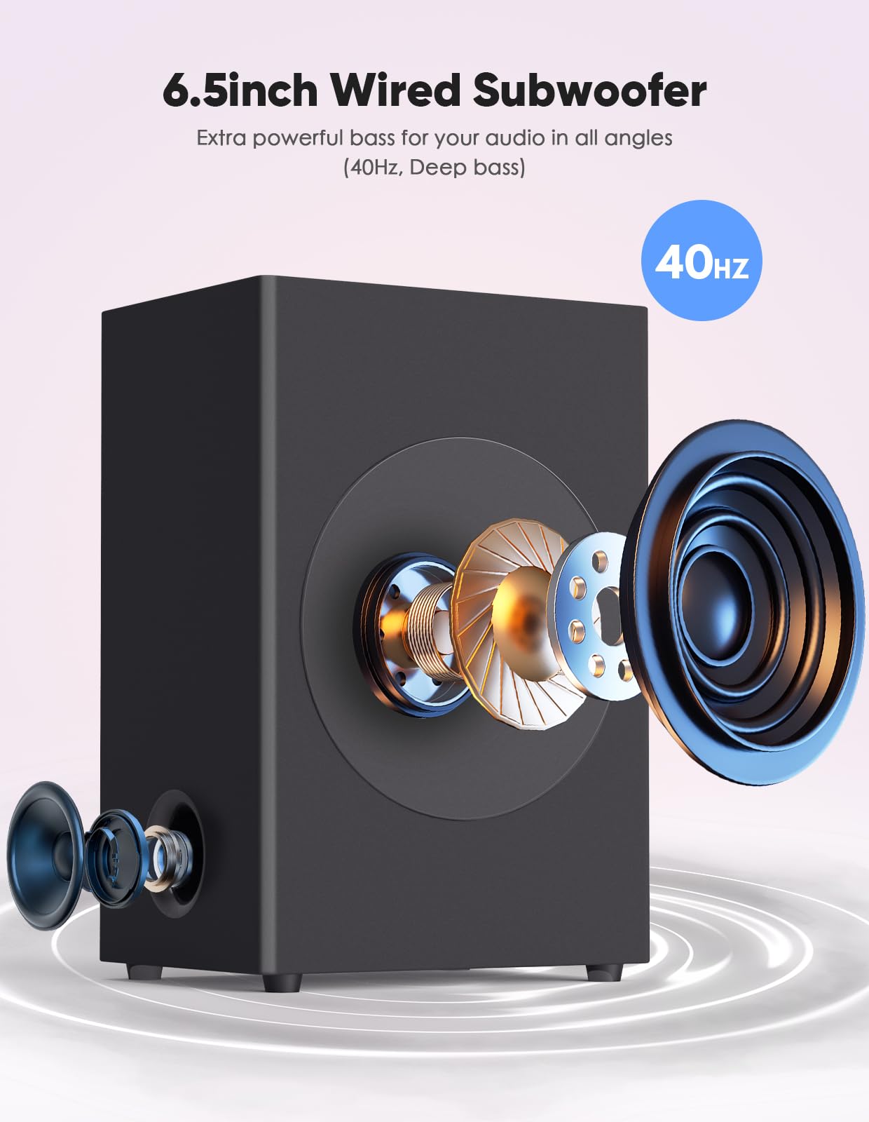 Puxinat 2 in 1 Separable Sound Bar for Smart TV with Subwoofer, Bluetooth 5.0 Surround Sound System for Home Theater, ARC/Optical/Aux/USB TV Speaker