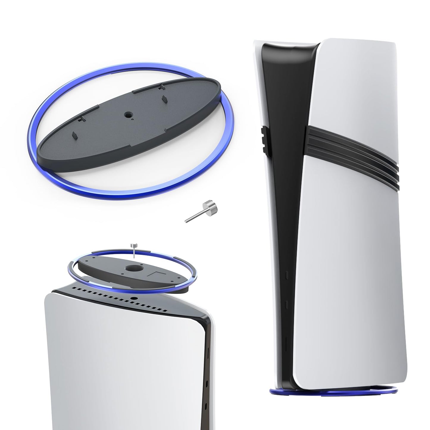GAMFAMI Vertical Stand Compatible with PlayStation 5/PS5 Slim/PS5 Pro Consoles - PS5 Base Accessories (Blue)