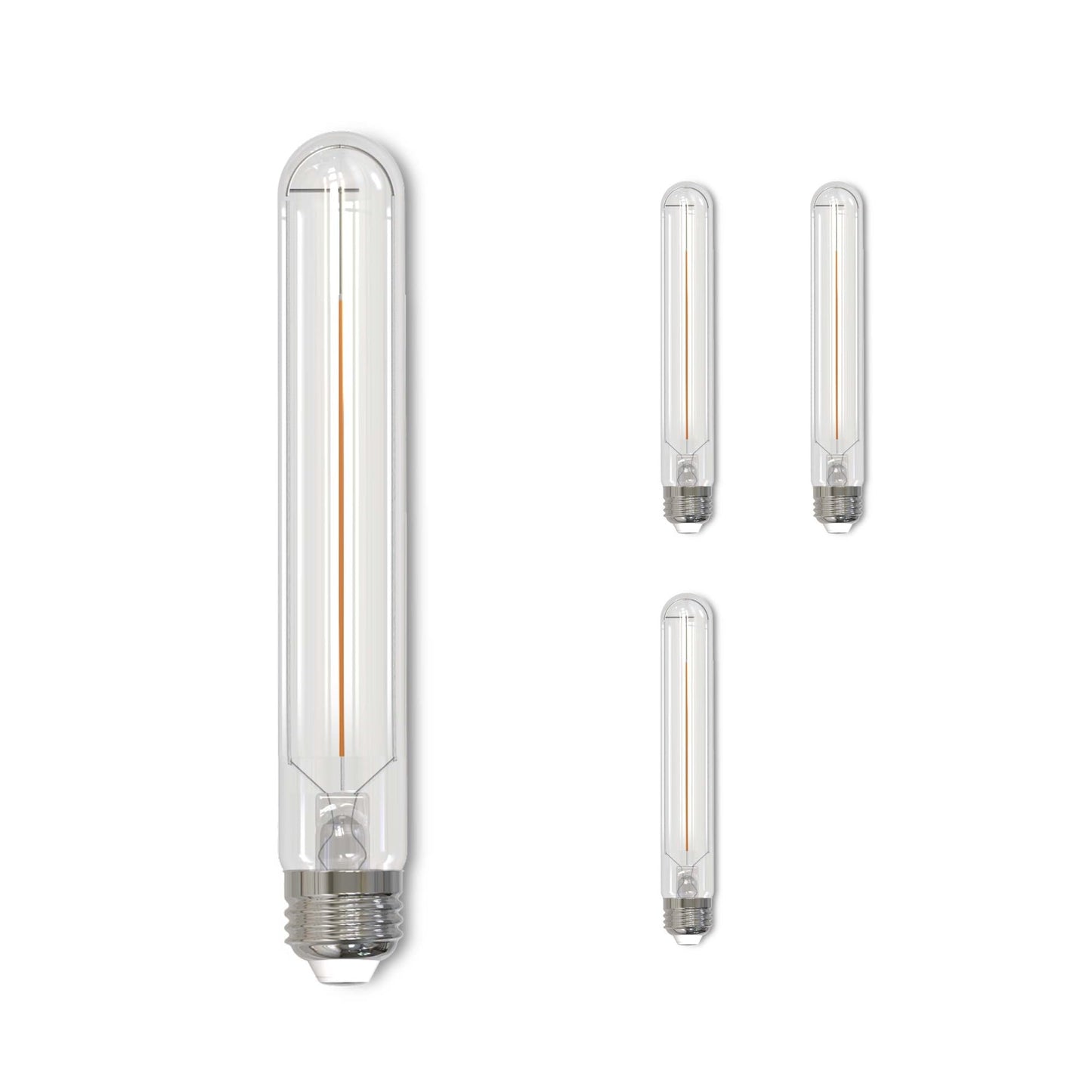 Bulbrite LED Filament Pack of (4) 3 Watt Dimmable 7.5 Inch T9 Light Bulb with Clear Glass Finish and Medium (E26) Base - 3000K (Soft White Light), 300
