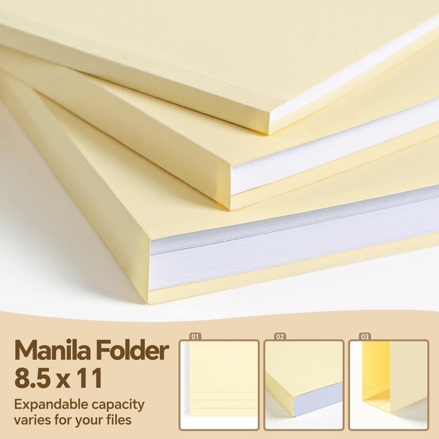 File Folders,21 Pack Manilla Folders 8.5x11,1/3 Cut Tabs Manila File Folders Letter Size for Easy Labeling and Organization,Vanilla Folders Great