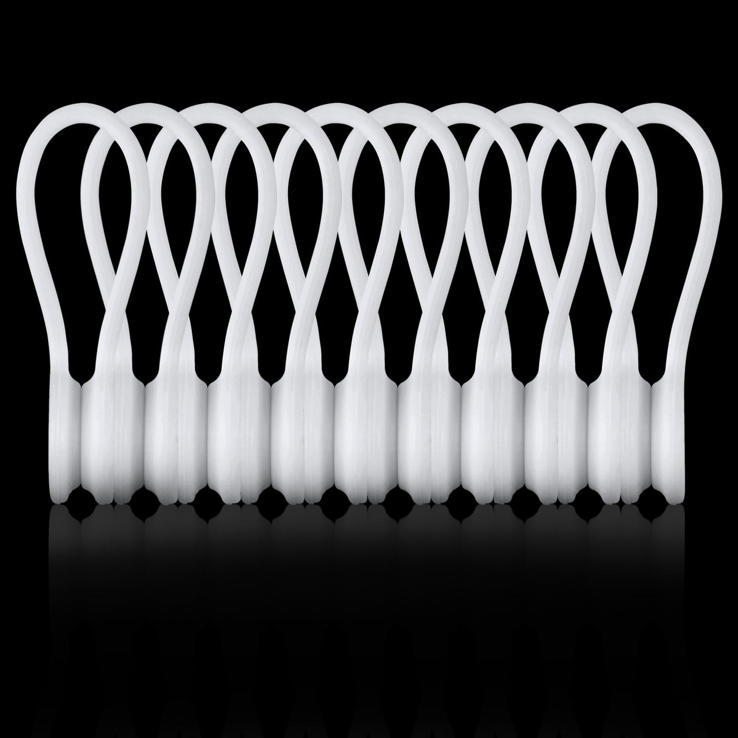 Kanemc White Magnetic Cable Ties 10-Pack, Silicone Cord Twist Ties Magnet Strap For Charging Wire Organizer, Earphone Cords Wrap, Fridge Magnets