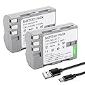 TZRONG 2 Pack EN-EL3e Battery with USB-C Charging Port for Nikon D50, D70, D70s, D80, D90, D100, D200, D300, D300S, D700, MH-18, MH-18a Digital SLR