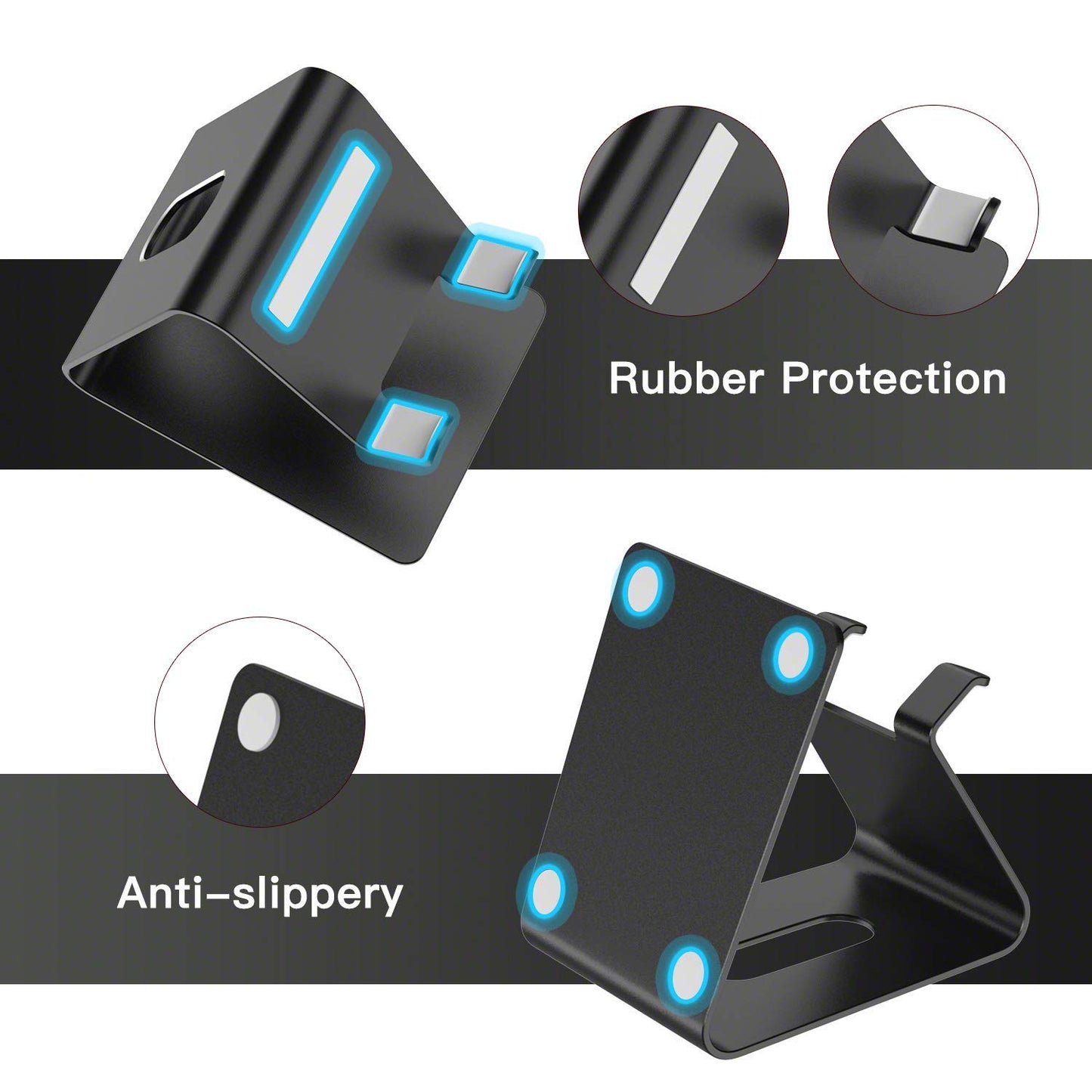 Verigle Cell Phone Holder Black, Compatible with 4-8 inch iPhone Xs XR, Tablet, All Android Smartphone