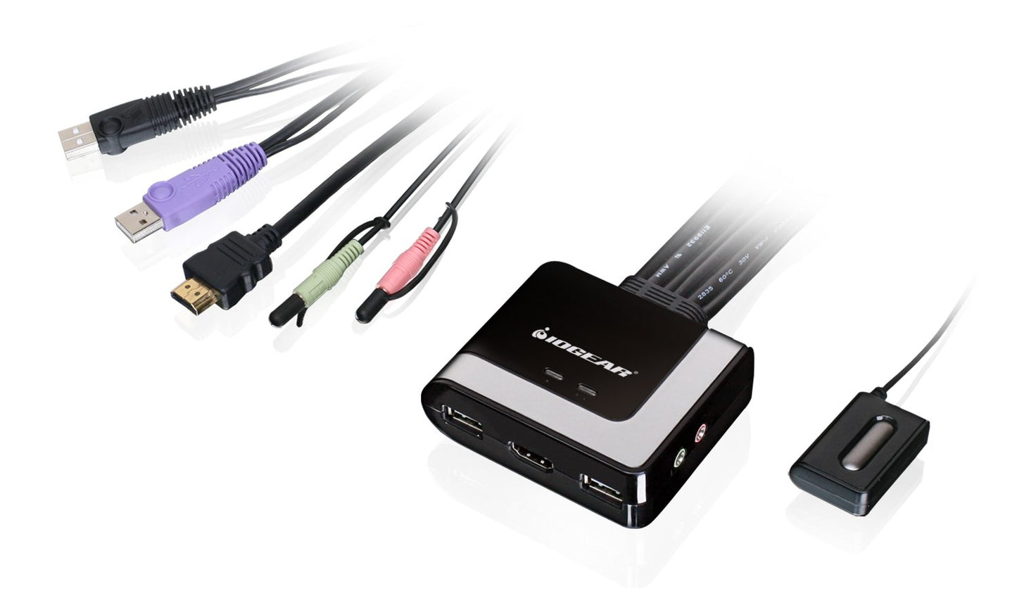 IOGEAR 2-Port HD and DisplayPort Cable KVM Kit with Audio, GCS62HMDPKIT
