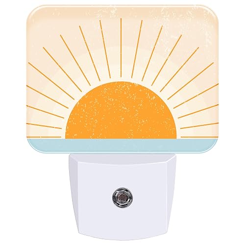 AKKAVNIA Night Light Abstract Sun Rise Plug-in Wall LED Night Lamp with Dusk-to-Dawn Smart Sensor Lamp for Adult Bedroom Living Room Hallway Kitchen