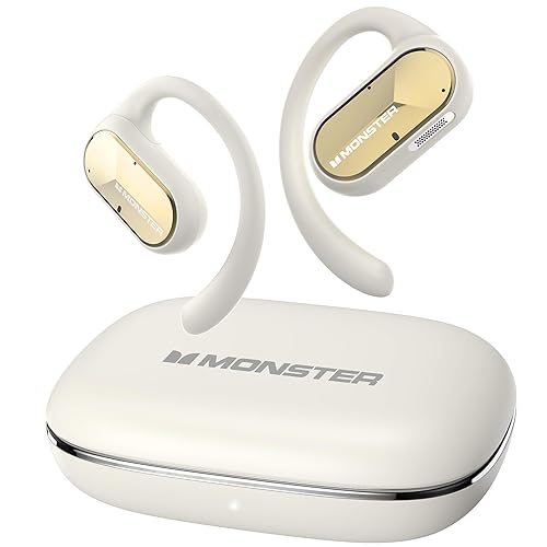 Monster Open Ear AC312 Headphones, Bluetooth 5.4, Wireless Earbuds with ENC Noise-Cancelling Mic, Immersive Stereo Sound by 16mm Large Drivers, Clear…
