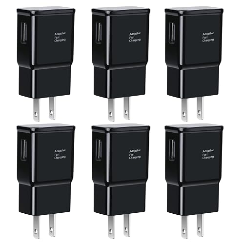 6-Pack USB Charger Fast Charging Block, Android Phone Rapid USB Wall Charger Compatible with Samsung Galaxy S21/S20/S10/S10e/S10 Plus/S9/S9 Plus/S8/S8