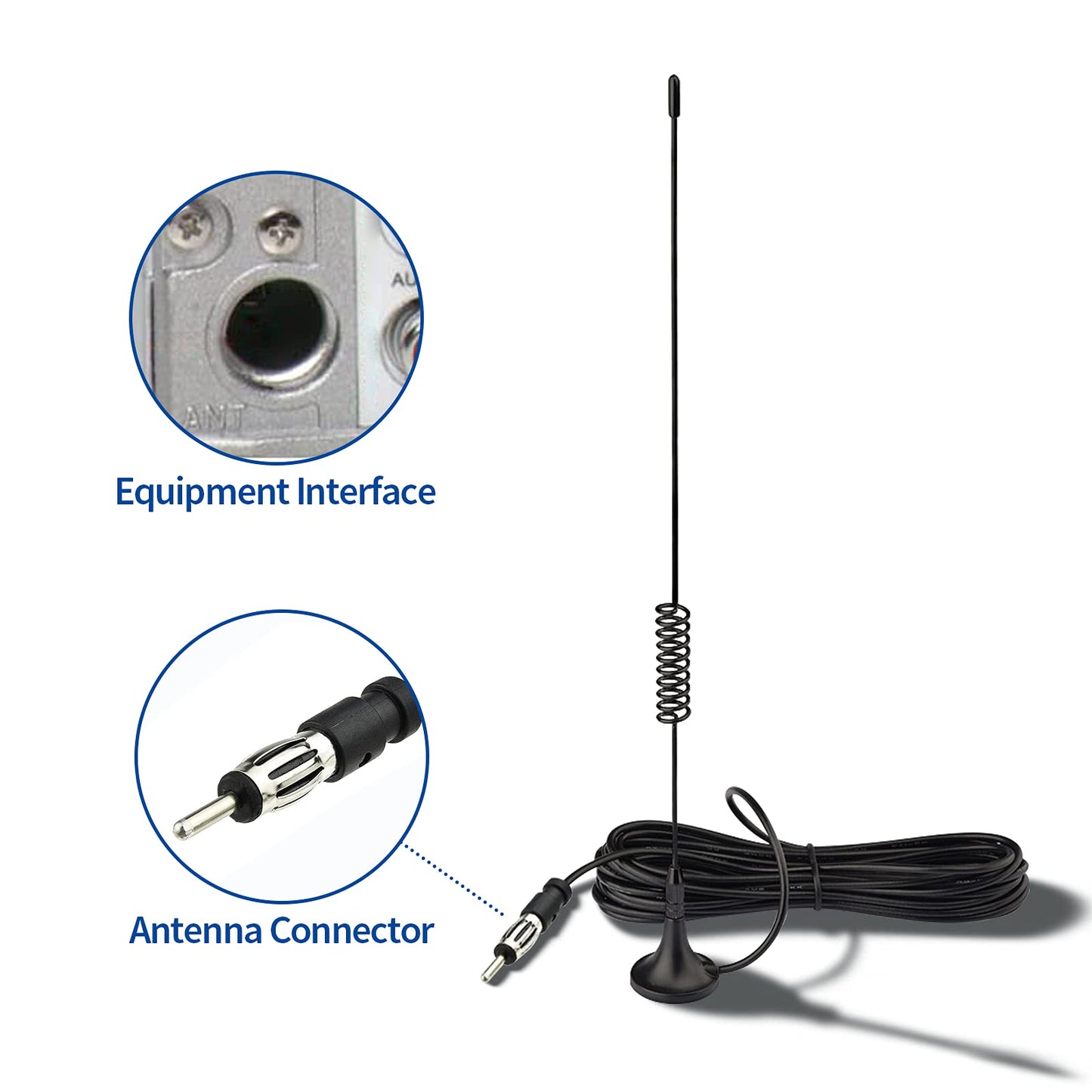 Bingfu Universal Car Stereo FM AM Radio Antenna Magnetic Base Aerial for Vehicle Truck SUV Truck RV Marine Boat Car Stereo Audio Radio Head Unit CD