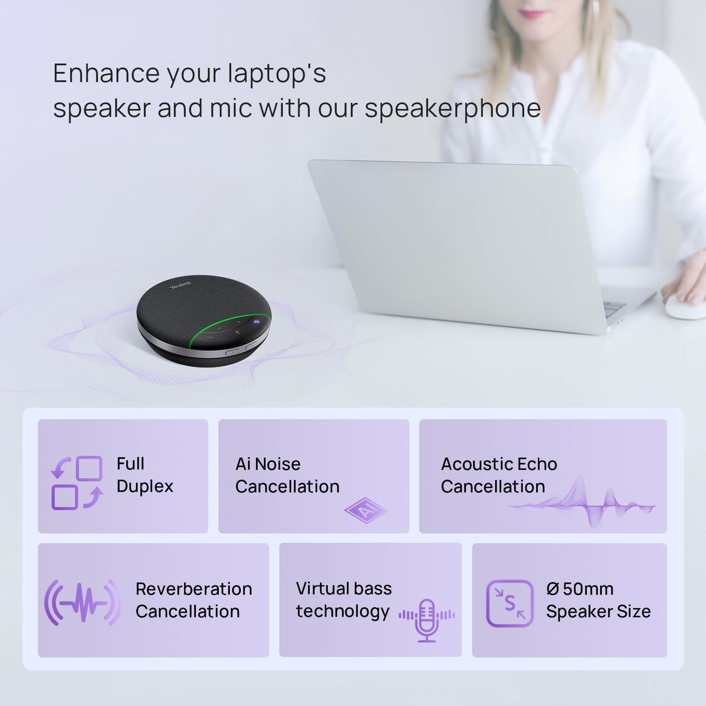 Yealink SP92 Bluetooth Speakerphone with Dongle Conference Speaker and Microphone Full-Duplex Noise Reduction 20h Teams Call 278g Wireless Portable