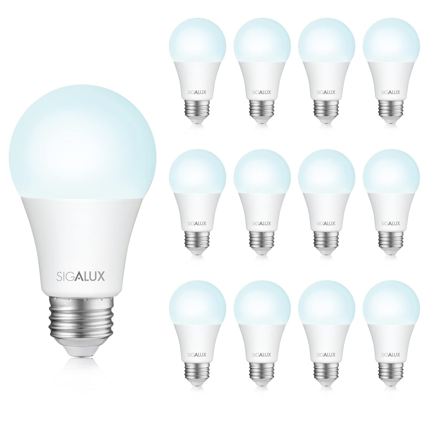 Sigalux LED Light Bulbs 100 watt Equivalent Standard Light Bulbs, A19 Soft White Light Bulbs 5000K Daylight, Non-Dimmable 13W Energy Efficient E26
