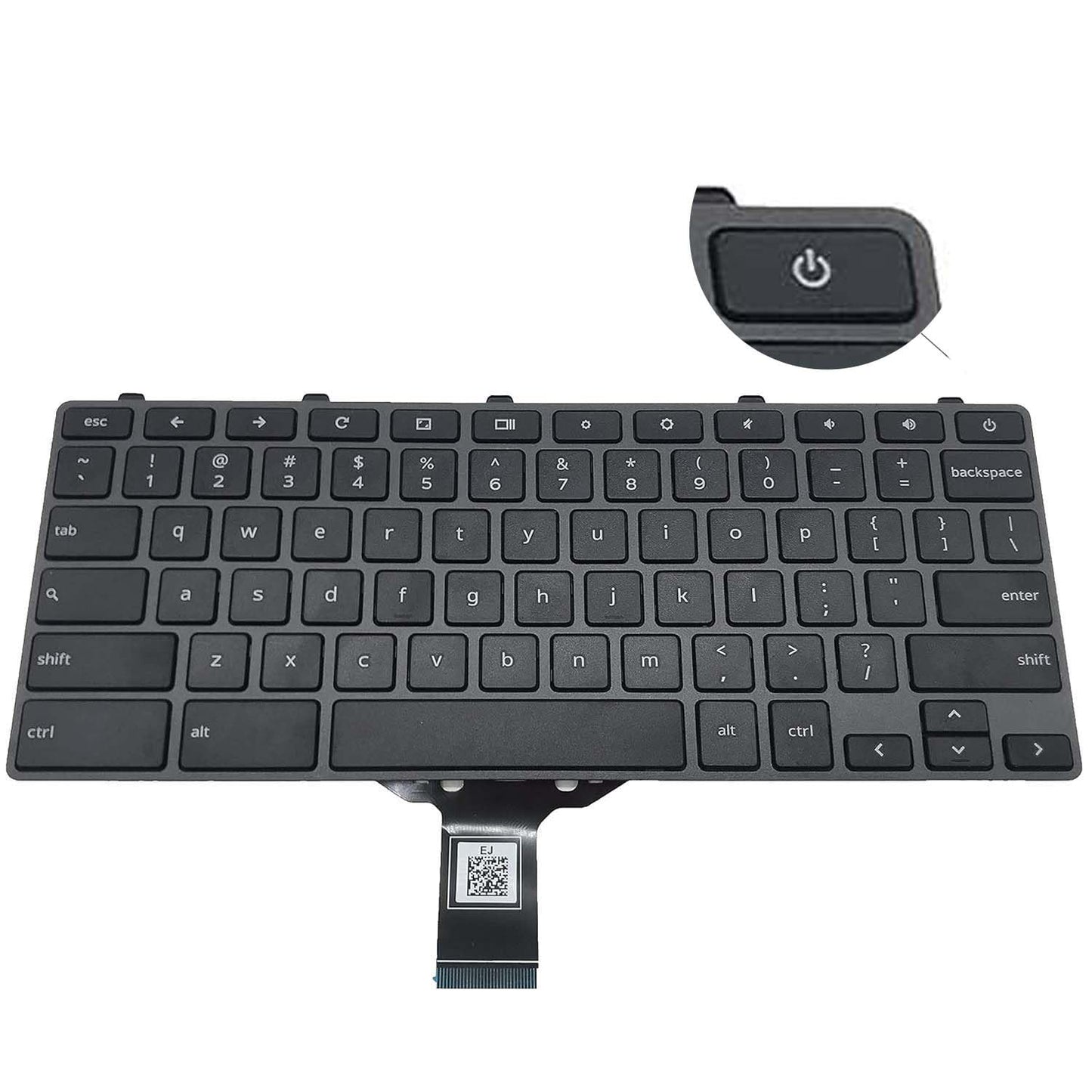 Dell Chromebook 11 Keyboard Replacement 3100/3110/3120/5190 Series (Model 005PY8 00D2DT 03G0H0 PK132FG3A00 SG-92620-XUA) | US Layout with Power Key