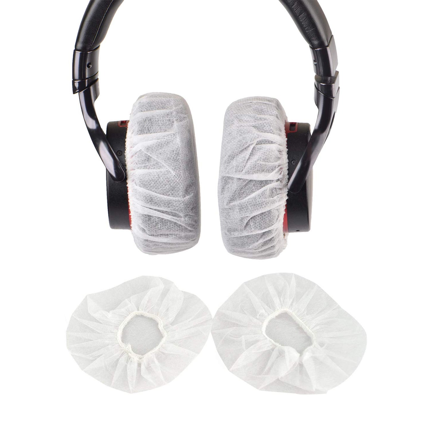 100Pcs White Non-Woven Sanitary Headphone Ear Cover, Disposable Super Stretch Covers Washable for Most On Ear Headphones with 10~12cm Earpads (XL
