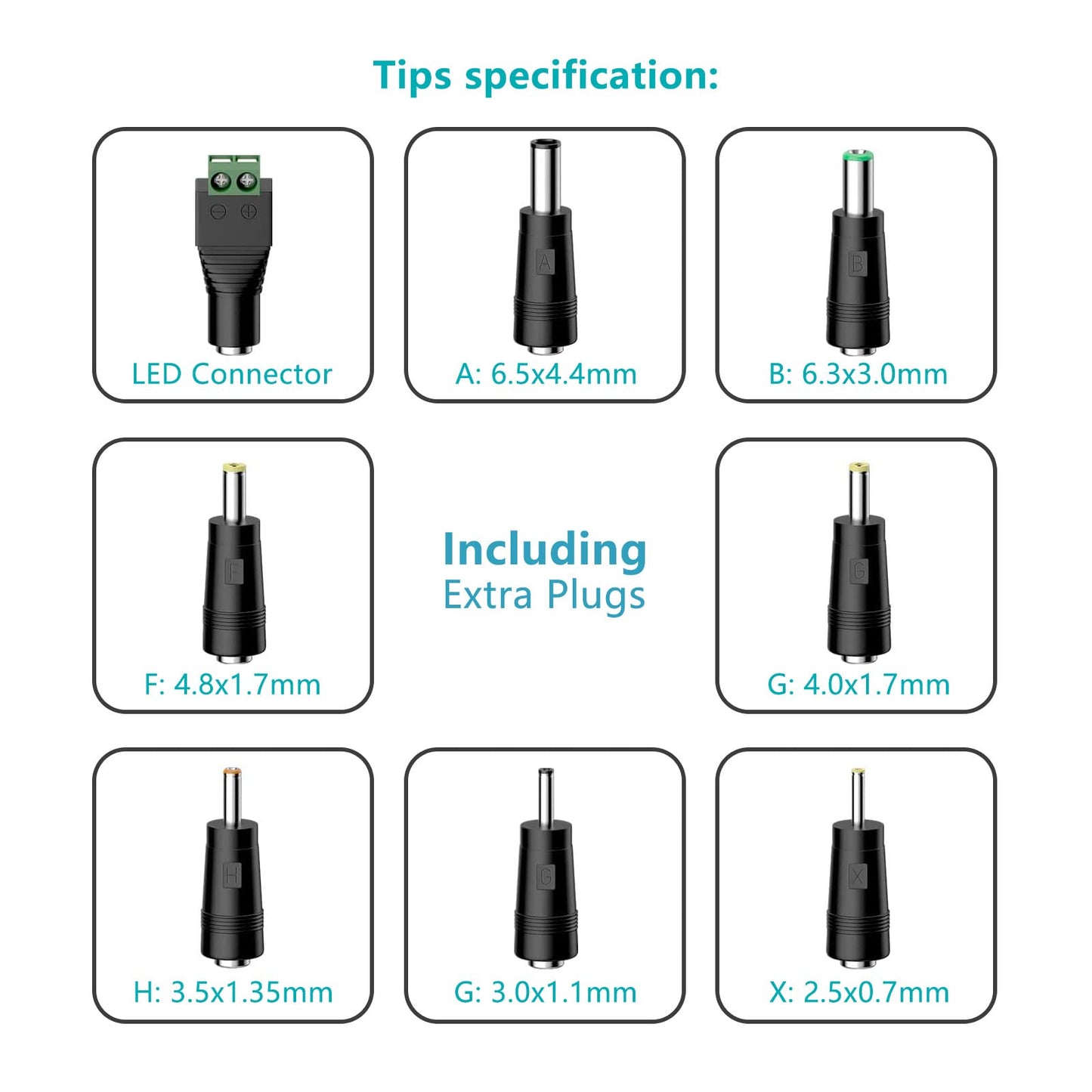 12V 2A 1A Power Supply AC Adapter with 8 Tips, Regulated 12 Volts 2000mA Replacement Charger Cord Cable for LED Strip Light, CCTV Camera, BT Speaker…