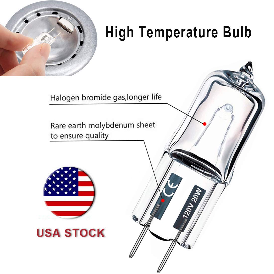 Vinaco G8 Halogen Bulb 20W 120V 2800K for Under Cabinet Puck Light