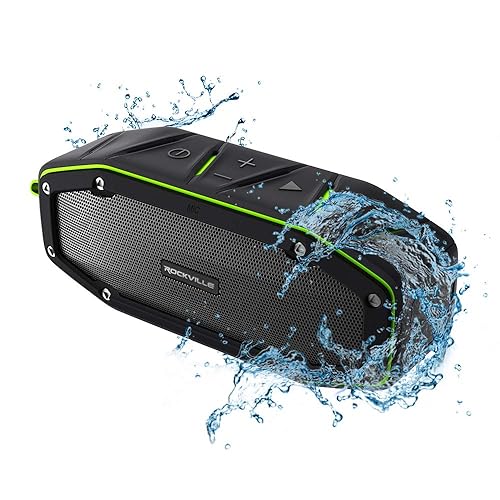 Rockville RPB27 V2 20w Portable Waterproof Bluetooth Speaker with Bumping Bass, TWS Wireless Stereo Linking, 18 Hour Battery, Rugged Design