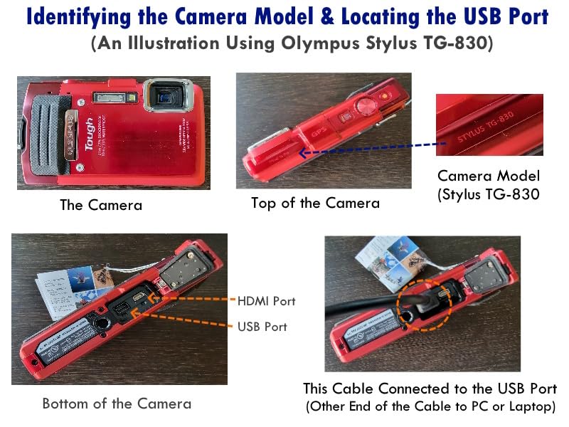 USB C to CB-USB5 CB-USB6 Photo Transfer Charge Cable for Select Olympus Stylus Tough SH TG DSLR Cameras Compatible with PC, iPhone 15, Android