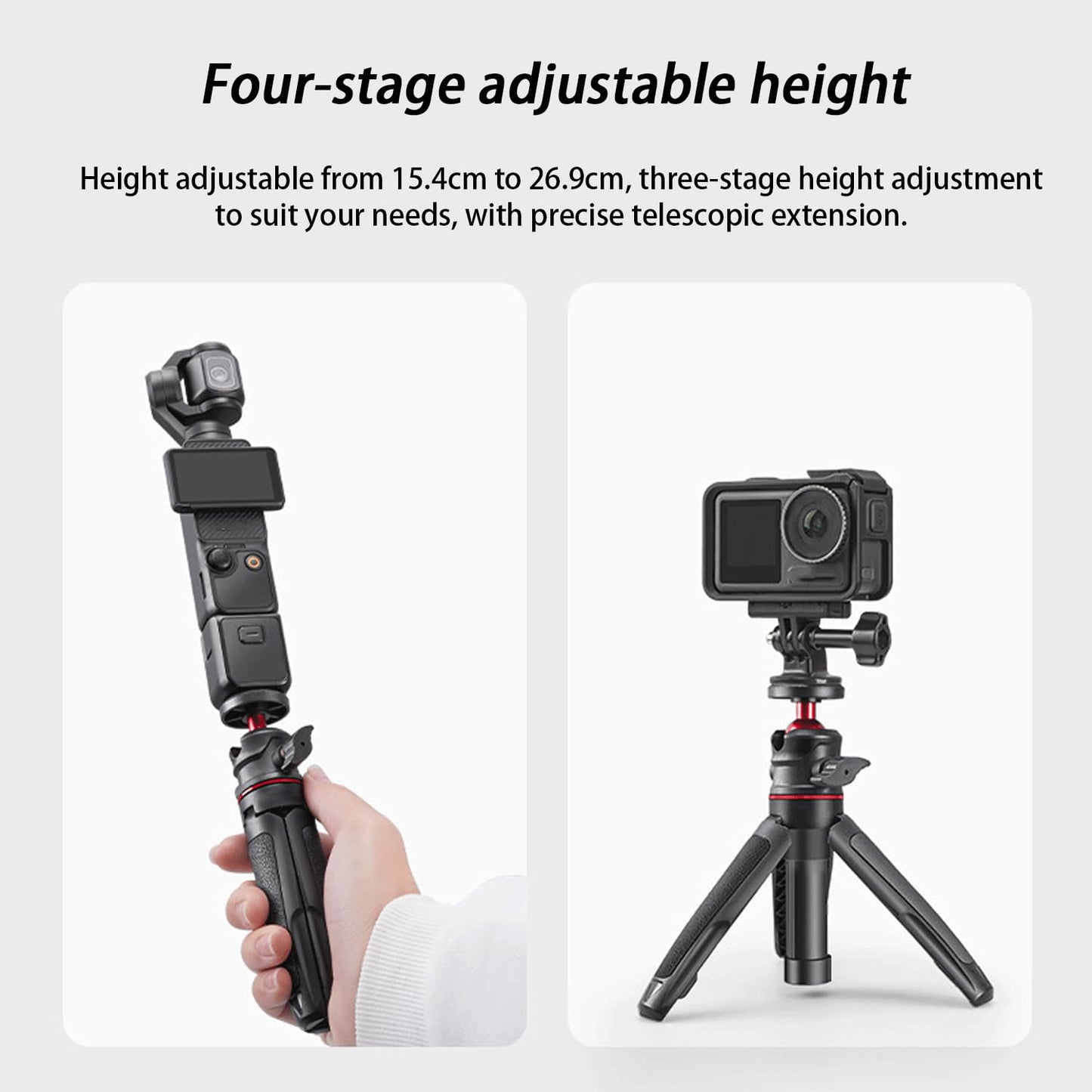 Mini Desktop Tripod for Camera Compact 1/4 Screw Handheld Selfie Stick & Extendable Desktop Vlogging Stand Compatible with DJI OSMO Pocket Insta 360