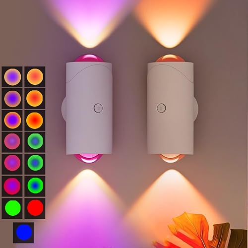 LED Wireless Wall Sconce with Color Changing, Motion Sensor Light Indoor, 1500mAh Rechargeable Battery Operated Wall Sconces for Bedroom Bedside