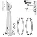 Universal Heavy-Duty Weatherproof Metal Corner & Pole Mount Bracket - Ivory | Fits Dahua/Hikvision Bullet/PTZ Cameras, 2 Adjustable Loops, 360° Pan
