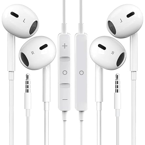 【2 Pack】Wired Earbuds, 3.5mm Headphones Wired, 3.5mm Jack in Ear Headphones with Microphone & Volume Control, Compatible with iPhone, iPad, iPod…