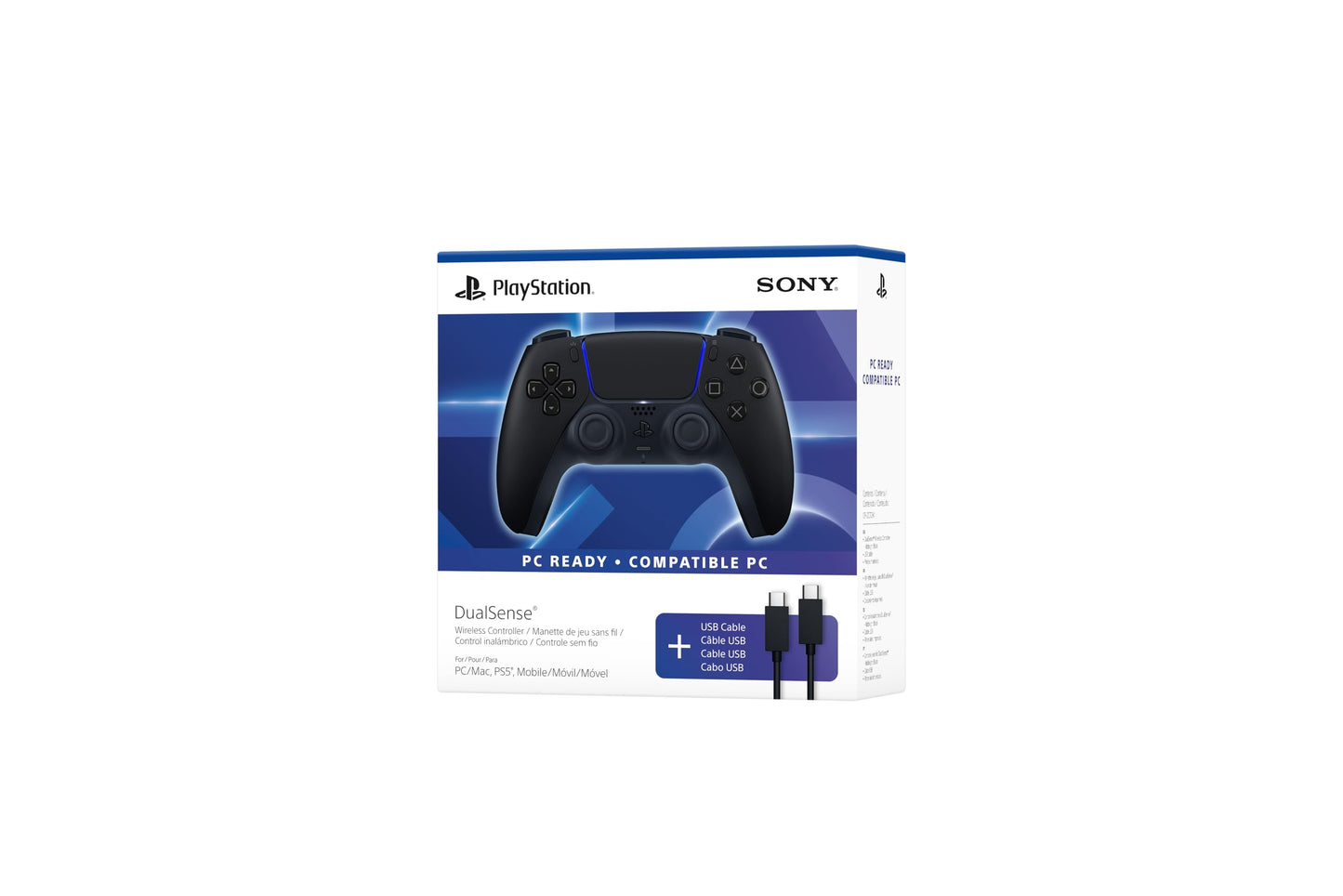 PlayStation DualSense® Wireless Controller - Midnight Black + USB Cable for PC