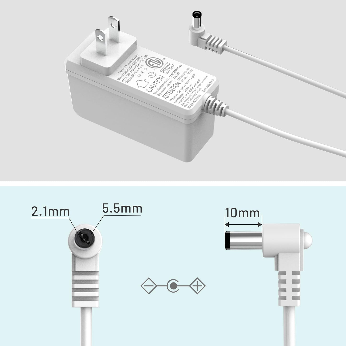 Air Purifier Power Adapter Charger Suitable for Jafända JF180/JF260 Replacement Charger 24V 1.5A(Size : White US/CA)